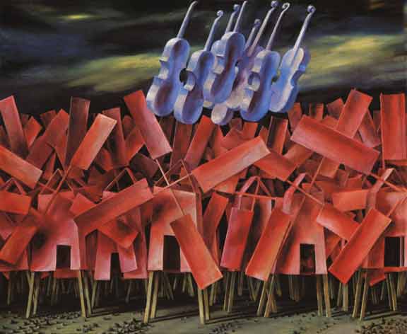 Wolfgang Lettl - Rote Mühlen (1976), 64x77 cm