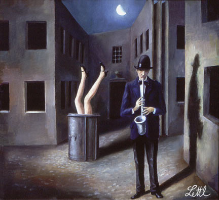 Wolfgang Lettl - Das Saxophon (1982), 30x33 cm