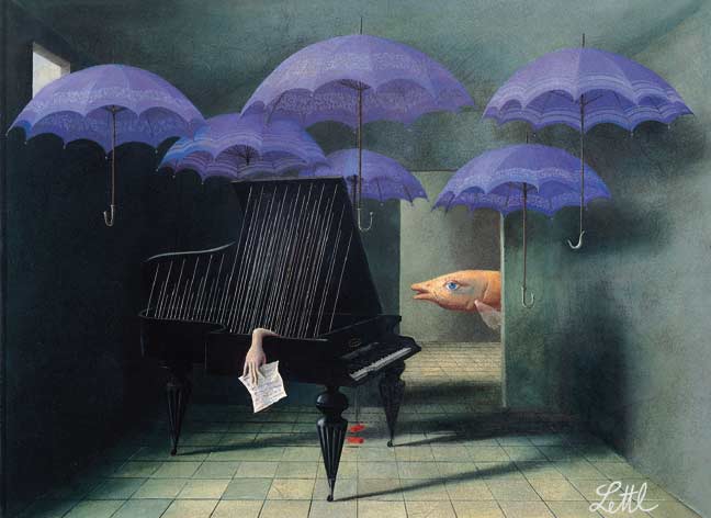 Wolfgang Lettl - Der große Regen (The Great Rain) 1972, 45x63 cm