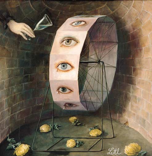 Wolfgang Lettl - Das Tränenrad (The Wheel of Tears) 1979, 42x44 cm