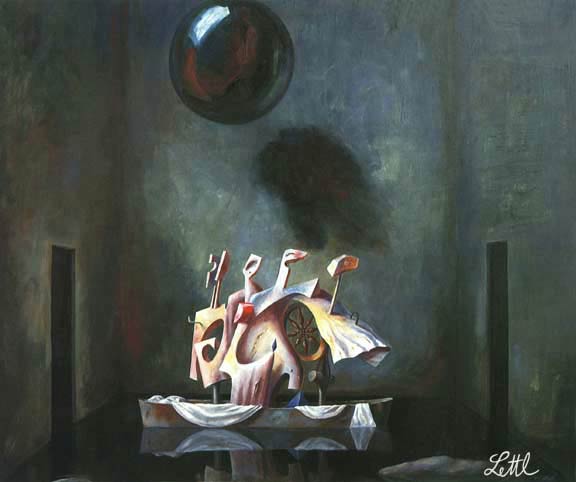 Wolfgang Lettl - Commedia (1987), 113x135 cm